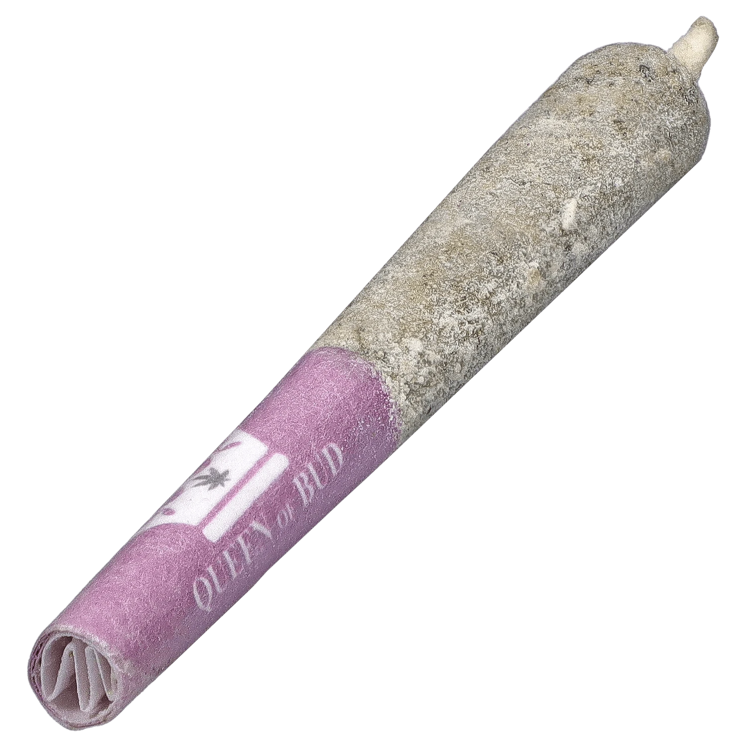 Angled close-up of a purple paper tube and ash-topped tip of the Princess Cut Amethyst Alignment Infused PR 3 x 0.5 g.