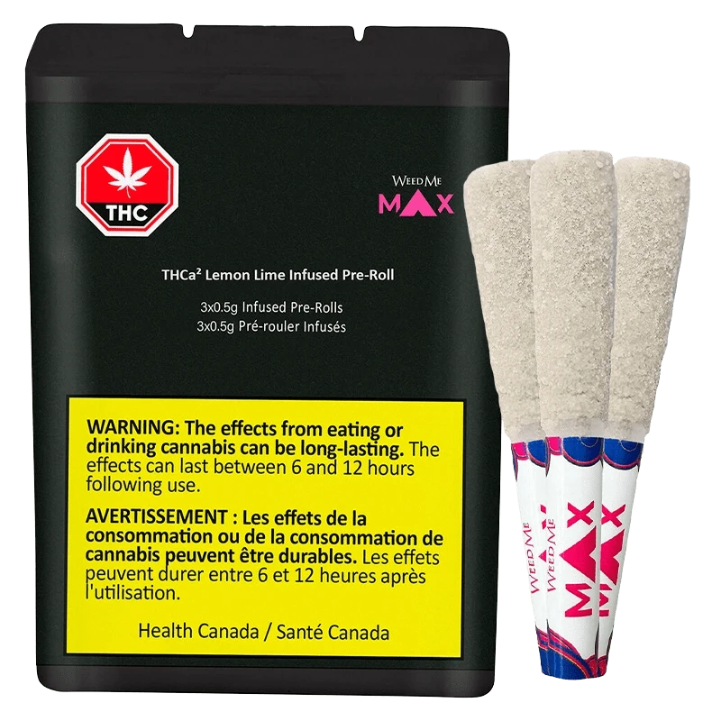 Weed Me Max 1.5 g THCa2 Lemon Lime Infused PR 3 x 0.5 g Pre-Rolls