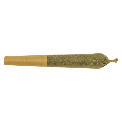 Side view of a single Big Bang Berry Infused PR 3 x 0.5 g pre-roll on a plain background, showing its twisted tip and paper filter.