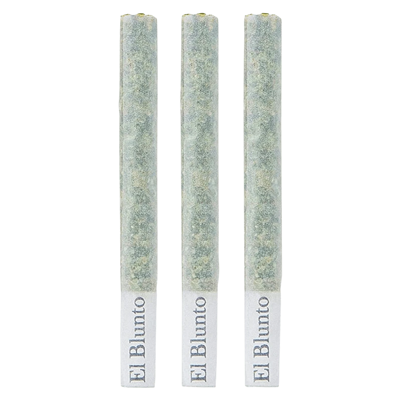 Three vertical pre-rolled joints photographed front-on against a white backdrop, labeled "El Jointo Diamond Infused PR 3 x 0.6 g" at their filters.