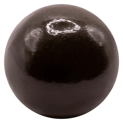 Top-down view of a glossy dark sphere labeled Coastal Gold Hash with bright specular highlights and a soft shadowed base