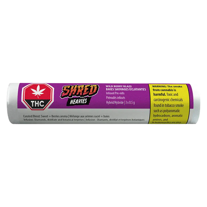 Shred 1.5 g Wild Berry Blaze Heavies Diamond & Disty Infused PR 3 x 0.5 g Pre-Rolls