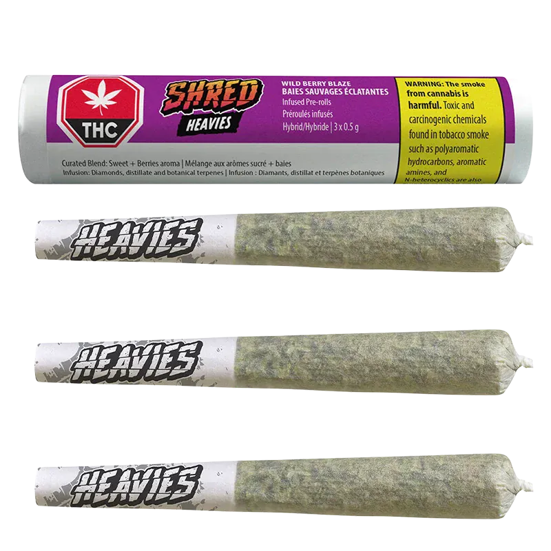 Shred 1.5 g Wild Berry Blaze Heavies Diamond & Disty Infused PR 3 x 0.5 g Pre-Rolls
