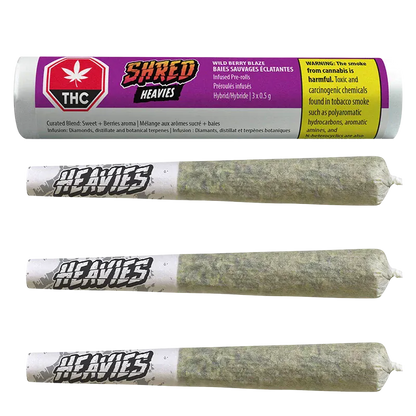 Shred 1.5 g Wild Berry Blaze Heavies Diamond & Disty Infused PR 3 x 0.5 g Pre-Rolls