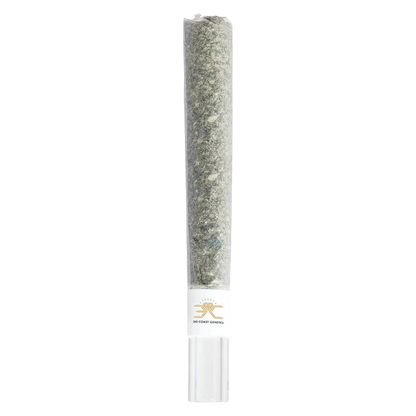 Tall, vertical close-up of The Dark Side Glass Tip Diamond Infused PR 1 x 1 g pre-roll in clear tube on a white background