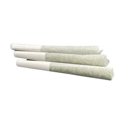 Angled close-up of three Holiday Mixed Pack Diamond Infused PR 3 x 0.5 g pre-rolls stacked on a white background.