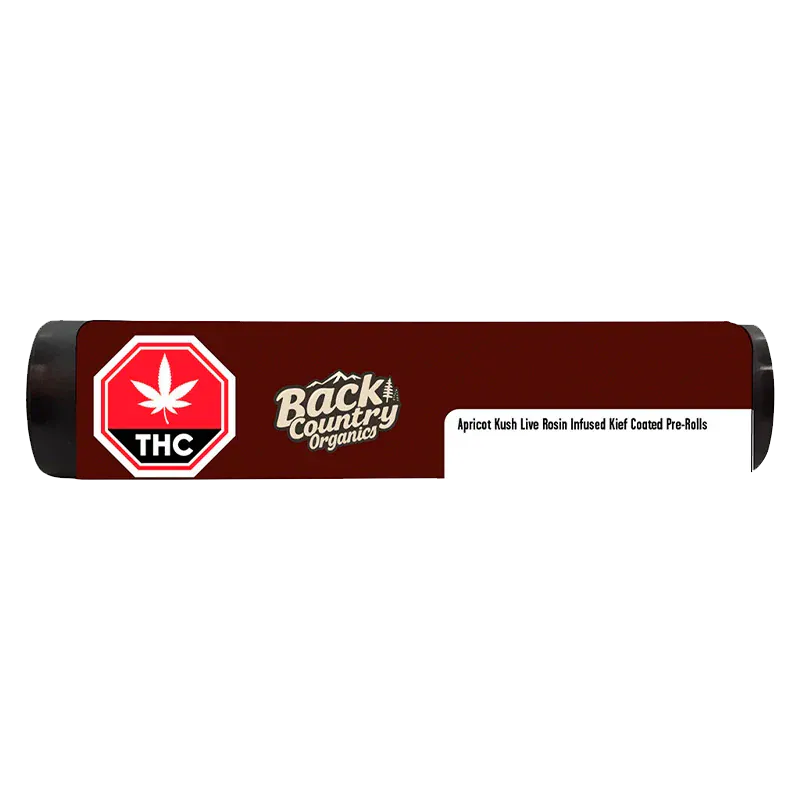 Back Country Organics 1.5 g Apricot Kush Live Rosin Kief Coated Infused PR 3 x 0.5 g Pre-Rolls