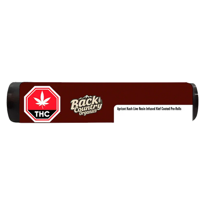 Back Country Organics 1.5 g Apricot Kush Live Rosin Kief Coated Infused PR 3 x 0.5 g Pre-Rolls