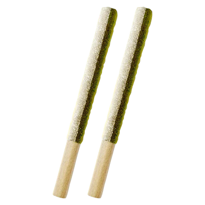 Angled top-down view of two sugar-coated green sticks labeled Wtf Slimsicles Infused PR 2 x 0.5 g, shown against a white background.
