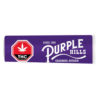 Front-facing shot of a purple box labeled Ultra Hi Infused PR 3 x 0.5 g with a red THC stop sign logo on the left.