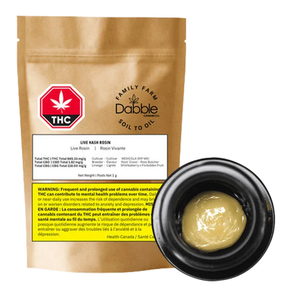 Dabble Cannabis Co. 1 g Live Hash Rosin (Mexicola) Concentrates