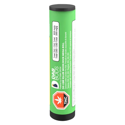 Tall vertical view of the green OG Lime Killer Moon Rock Infused PR 1 x 1.5 g tube with a black cap and THC symbol.