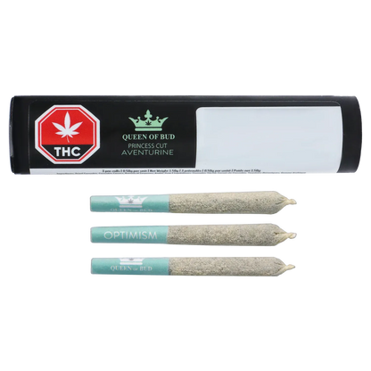 Queen Of Bud 1.5 g Princess Cut Aventurine Diamond Coated CBG Infused PR 3 x 0.5 g Pre-Rolls