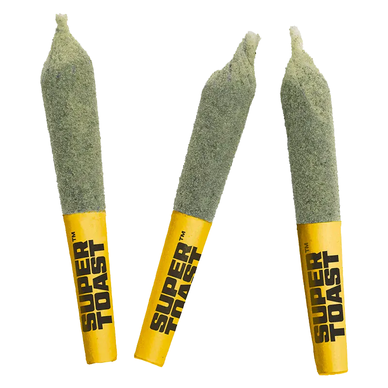 Super Toast 2.5 g Tropicale Royale Toasters Kief Coated and Distillate Infused PR 5 x 0.5 g Pre-Rolls