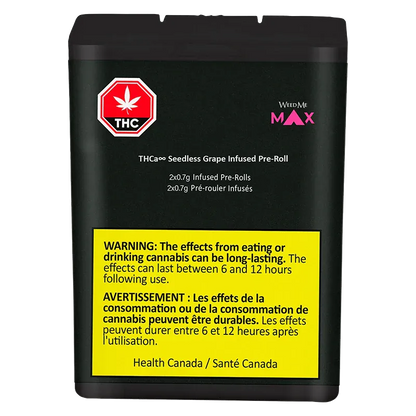 Weed Me Max 1.4 g THCa8 Seedless Grape Infused PR 2 x 0.7 g Pre-Rolls