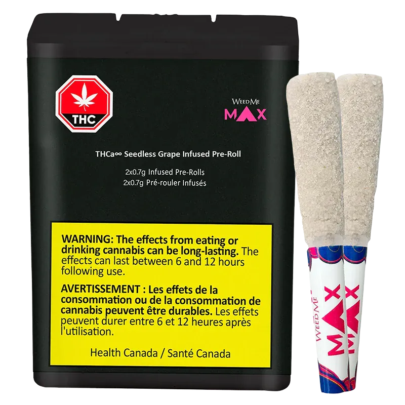 Weed Me Max 1.4 g THCa8 Seedless Grape Infused PR 2 x 0.7 g Pre-Rolls