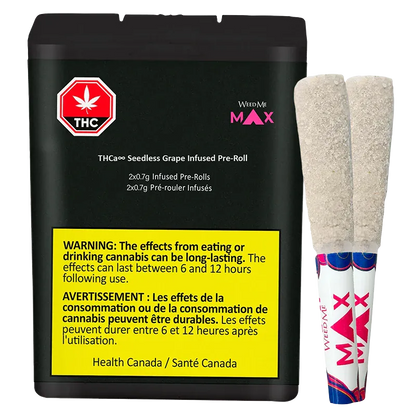 Weed Me Max 1.4 g THCa8 Seedless Grape Infused PR 2 x 0.7 g Pre-Rolls