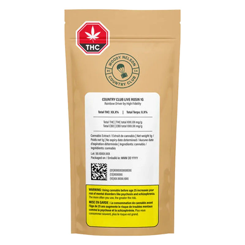 Woody Nelson Country Club 1 g Rainbow Driver Live Rosin Concentrates