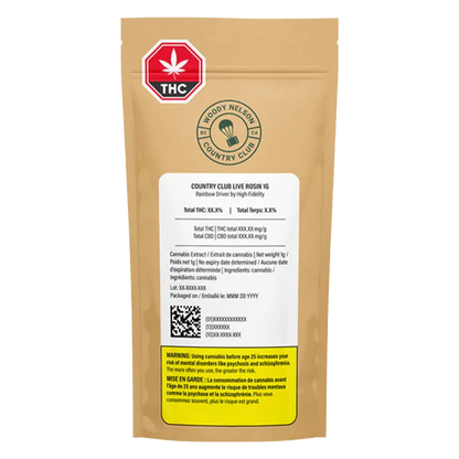Woody Nelson Country Club 1 g Rainbow Driver Live Rosin Concentrates