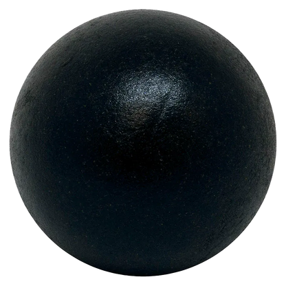 Top-down view of a smooth, matte-black sphere showcasing the Sour Tangerine Live Resin Hash centered on a white background