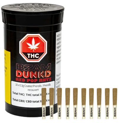 BZAM 3 g Dunkd Red Pop Rntz Infused PR 10 x  0.3 g Pre-Rolls
