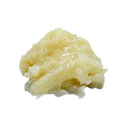 Close-up of a pale yellow crystalline nugget labeled Berry Fumez shown against a soft white background.