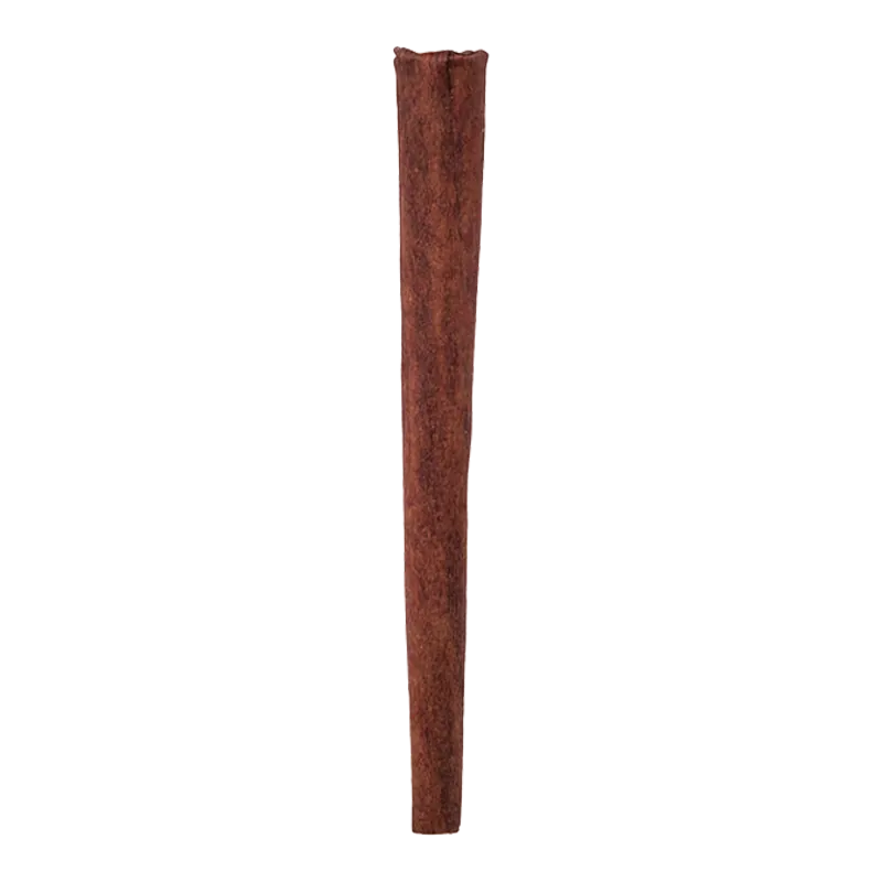 Vertical studio shot of a single brown O.P. P. Resin Infused Blunt PR 1 x 1 g centered against a white background
