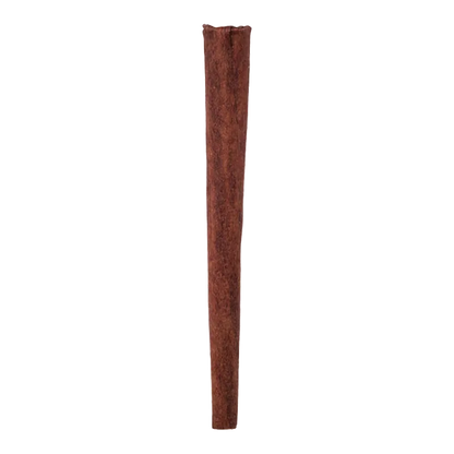 Vertical studio shot of a single brown O.P. P. Resin Infused Blunt PR 1 x 1 g centered against a white background