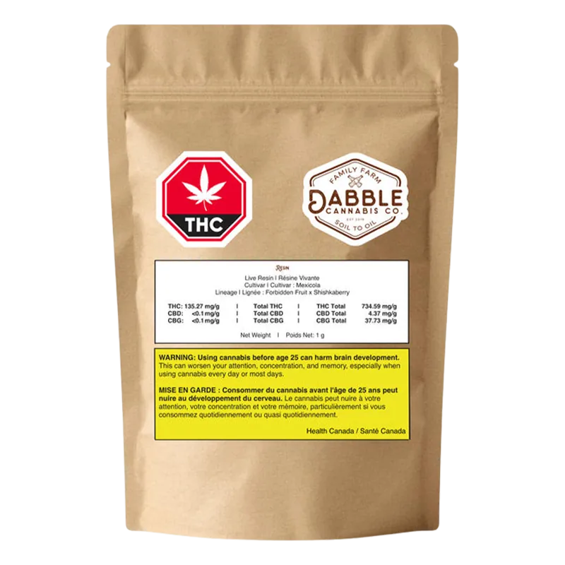 Dabble Cannabis Co. 1 g Live Resin Mexicola Concentrates