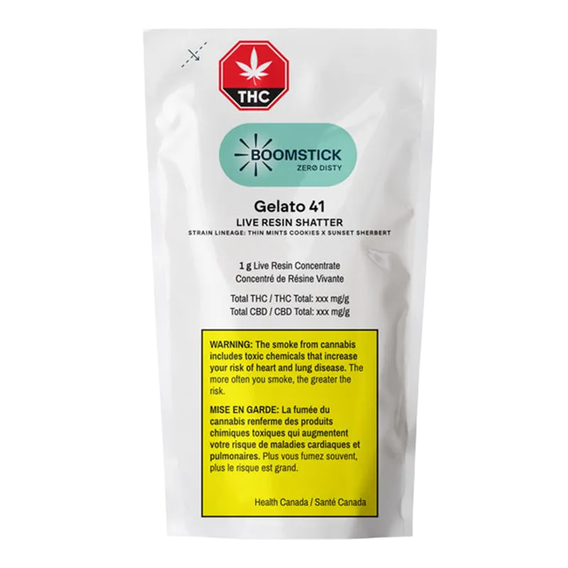 Boomstick 1 g Gelato 41 Live Resin Shatter Concentrates