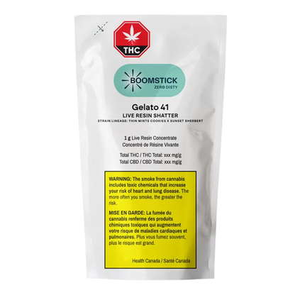 Boomstick 1 g Gelato 41 Live Resin Shatter Concentrates