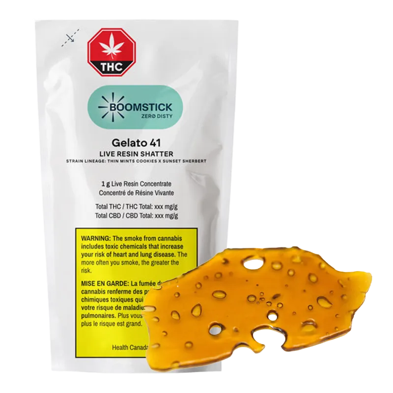 Boomstick 1 g Gelato 41 Live Resin Shatter Concentrates