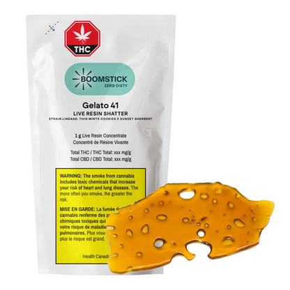 Boomstick 1 g Gelato 41 Live Resin Shatter Concentrates