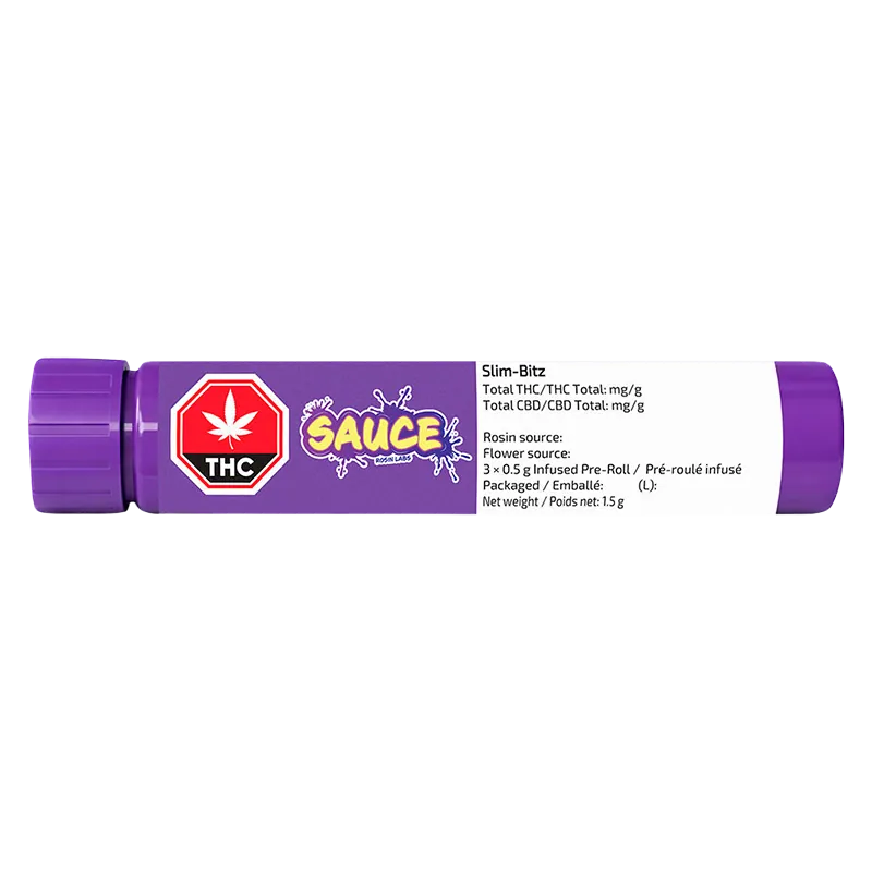 Sauce Rosin Labs 1.5 g Slim-Bitz Live Rosin Infused PR 3 x 0.5 g Pre-Rolls