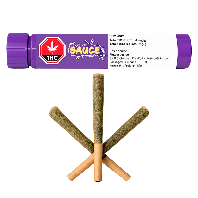 Sauce Rosin Labs 1.5 g Slim-Bitz Live Rosin Infused PR 3 x 0.5 g Pre-Rolls