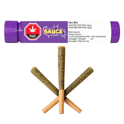 Sauce Rosin Labs 1.5 g Slim-Bitz Live Rosin Infused PR 3 x 0.5 g Pre-Rolls