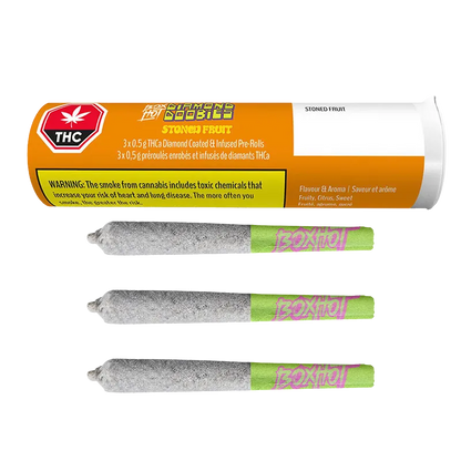 BoxHot 1.5 g Diamond Doobies Stoned Fruit Infused PR 3 x 0.5 g Pre-Rolls