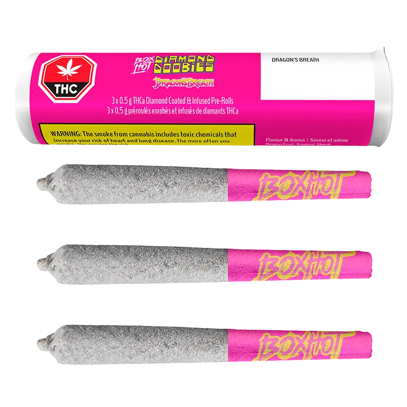 BOXHOT 1.5 g Diamond Doobies Dragon's Breath Diamond Coated Infused PR 3 x 0.5 g Pre-Rolls