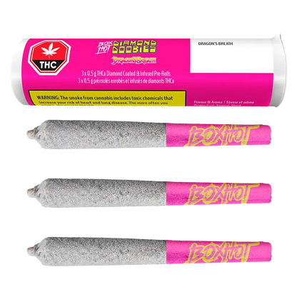 BOXHOT 1.5 g Diamond Doobies Dragon's Breath Diamond Coated Infused PR 3 x 0.5 g Pre-Rolls