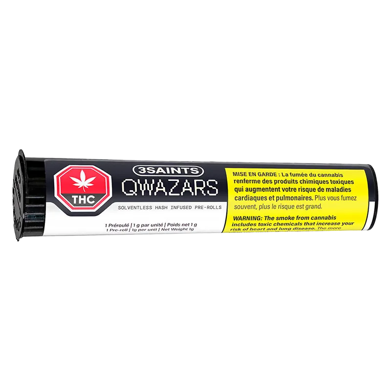 3Saints 1 g Qwazars Solventless Hash Infused PR 1 x 1 g Pre-Rolls
