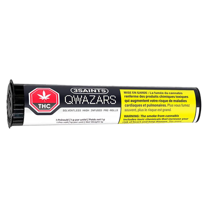 3Saints 1 g Qwazars Solventless Hash Infused PR 1 x 1 g Pre-Rolls