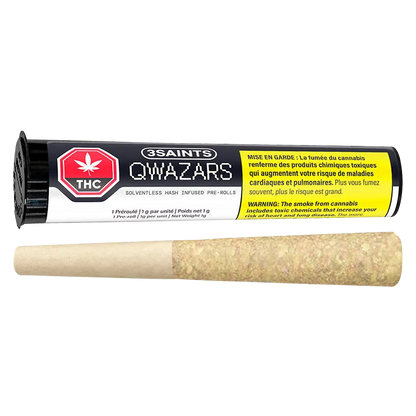 3Saints 1 g Qwazars Solventless Hash Infused PR 1 x 1 g Pre-Rolls