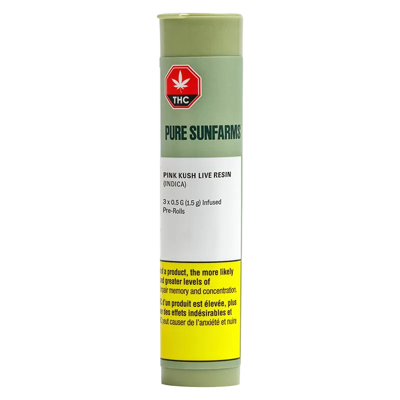 Pure Sunfarms 1.5 g Pink Kush Live Resin Infused PR 3 x 0.5 g Pre-Rolls