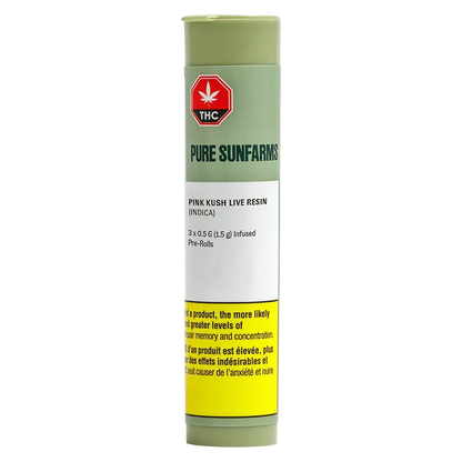 Pure Sunfarms 1.5 g Pink Kush Live Resin Infused PR 3 x 0.5 g Pre-Rolls