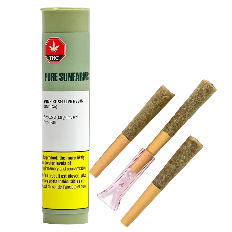 Pure Sunfarms 1.5 g Pink Kush Live Resin Infused PR 3 x 0.5 g Pre-Rolls