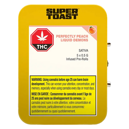 Super Toast 2.5 g Perfectly Peach Liquid Demons Diamond Infused PR 5 x 0.5 g Pre-Rolls
