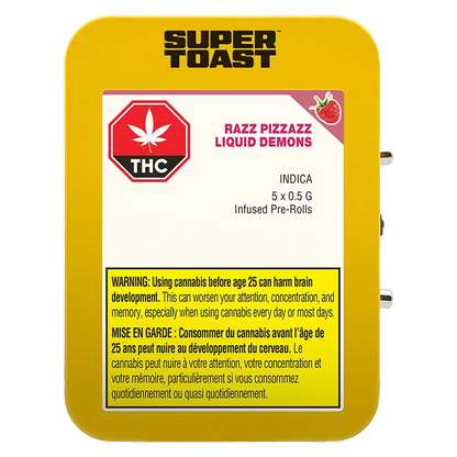 Super Toast 2.5 g Razz Pizzazz Liquid Demons Diamond Infused PR 5 x 0.5 g Pre-Rolls