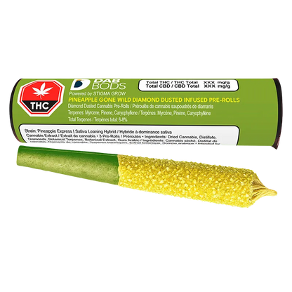 Dab Bods 1.8 g Pineapple Gone Wild Diamond Dusted Infused PR 3 x 0.6 g Pre-Rolls