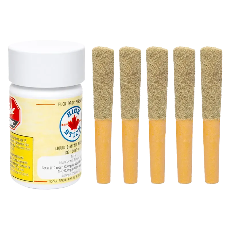 Canna Cabana CA - Prod 2.5 g Puck Drop Pineapple Liquid Diamond Infused PR 5 x 0.5 g Pre-Rolls