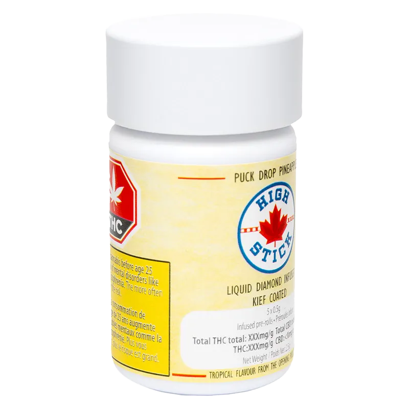 Canna Cabana CA - Prod 2.5 g Puck Drop Pineapple Liquid Diamond Infused PR 5 x 0.5 g Pre-Rolls